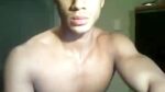 Muscular mixed cam guy teasing with his naked body