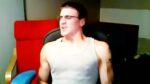 Nerdy college dude cums on his shirt