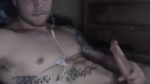 Straight military hunk rubs his big cock live